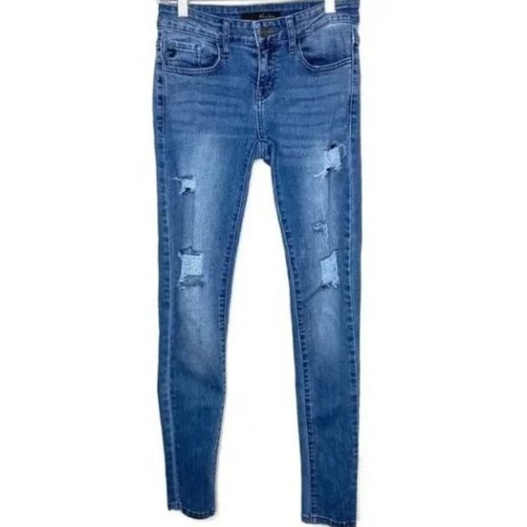 KanCan Los Angeles Womens Distressed Skinny Jeans Size 3/25 Blue Denim - Picture 1 of 7
